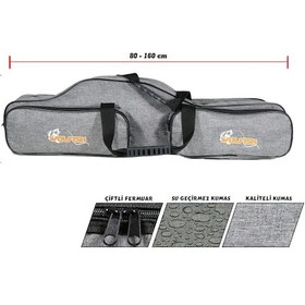 Resim Wolfish 6 Gözlü 90 Cm Olta Çantası Gri 4 Cepli 