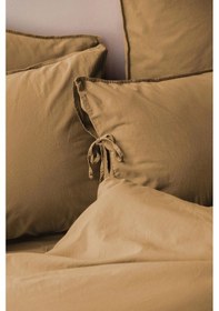 Resim Savanna Mustard Yıkanmış %100 Pamuk Poplin Nevresim Takımı King 