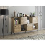 Resim Wood'n Love Satürn 4 Kapaklı Metal Ayaklı Çok Amaçlı Dolap Konsol - Atlantik Çam / Siyah 