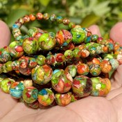 Resim TeoWaki 4/6/8/10mm Doğal Renkli Deniz Sedimant Turkuaz Taş Boncuklar Yuvarlak Gevşek Boncuklar Takı Yapımı DIY Kolye Bilezik Küpe Aksesuarları Noel Hediyeleri 