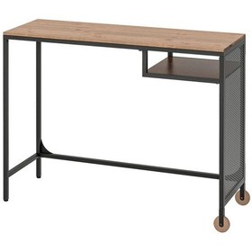 Resim Fjällbo Siyah 100x36 Cm Çalışma Masası Rustik Metal Ve Masif Ahşap 