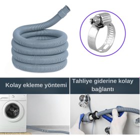 Resim Genel Markalar Çamaşır Ve Bulaşık Makinası Için Körüklü Pis Su Tahliye Hortumu 3 Metre Kombi Su Gideri 