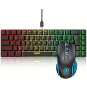 Resim Xuweiwei Hxsj Siyah Kablolu Oyun Klavye Ve Fare Seti 68 Tus Renkli Arka Isikli Ergonomik Tasarim Laptop Uyumlu Abs Malzeme Diğer 