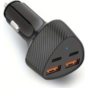 Resim Challenger Siyah 50w Pd Qc 4 Portlu Usb C Araç Şarj Cihazı Hızlı Şarj İphone İpad Galaxy Uyumlu 