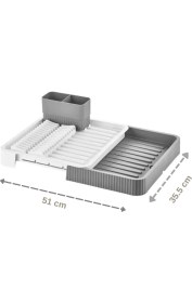 Resim Sürgülü Bulaşık Kurutma Sepeti , Açılır Kapanır Plastik Bulaşıklık /GRİ 