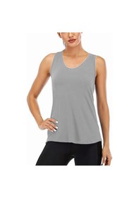 Resim Ghassy Co. Kadın Racerback Sırt Açık Yarı Fileli Antrenman Yoga Koşu Spor Atlet Tank Tops 1780 001 Açık Gri 
