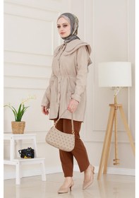 Resim Sevitli Çift Yaka Dantelli Tunik-vizon-4980 Vizon 