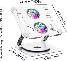 Resim Çift Fanlı Ayarlanabilir Metal Laptop Standı (360 Derece Dönebilen) 