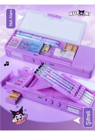 Resim Sanrio Kuromi Çok Fonksiyonlu Şifreli Kalem Kutusu Mor Kuromi Kalemlik Sanrio Kore Tarzı Mor 