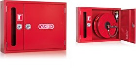 Resim Kkdavm 2" İki̇ Kapaklı Saç Kapak 30 M Hortumlu 0.90 MM Tüp Kabinli Yangın Dolabı TSE'li Sıva Üstü Alperen 