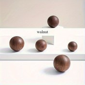 Resim 3cm/1.2in Küre Şeklinde Ceviz Dolap Kolları - Parlatılmış Pürüzsüz Dokulu Yeniden Üretilmiş Ahşap Çekmece Kulpları, Modern Minimalist Tasarım, Komodinler ve Dolaplar için (Endüstriyel Donanım), Dolap Aksesuarları 