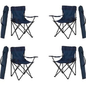 Resim 4 Adet Mavi - Lacivert Katlanır Kamp Sandalyesi Mavi 