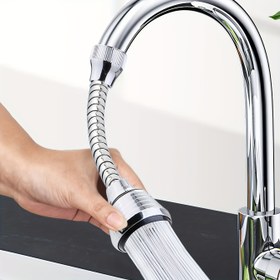 Resim 360° Dönüşlü Mutfak Musluğu Havalandırıcısı, 1 Paket Evrensel Sıçrama Geçirmez Musluk Başlığı Uzatıcısı, Lavabo Temizliği ve Havuz Geliştirme için Hortumlu, Kolay Kurulumlu Plastik Musluk Sprey Nozulu 