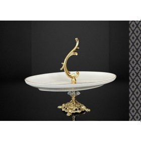 Resim Efegil Bold Altın Yaldızlı 30x22cm Porselen Ayaklı Kayık Sunumluk Tutamaçlı 