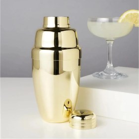 Resim Adin Tasarım Gold Shaker 350 ml + Buz Küreği 4 Adet Metal Süzgeçli Bar Shaker Kokteyl Hazırlama Bar Küreği 