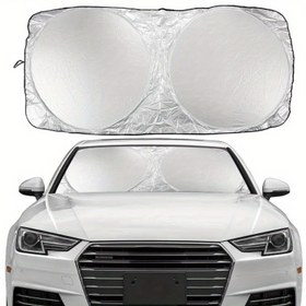 Resim UV Korumalı Yansıtıcı Araba Rüzgarlığı Güneşlik - Güneş Isı Blokajı için Katlanabilir Polyester Elyaf Kapak, Sedanlar, SUV'lar ve Kamyonlar için Evrensel Uygunluk, Otomotiv İç Mekan Koruma | Katlanabilir Güneşlik | Polyester Elyaf Kapak, Araba Güneşlik 