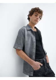 Resim Koton Oversize Kot Ceket Kısa Kollu Cep Detaylı Çıtçıt Düğmeli Gri 4sam50025nd Gri 