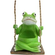 Resim Homyl Sallanan Kurbağa Saksı, Komik Salıncak Hayvan Heykeli 10,6cmx8,5cmx13cm 