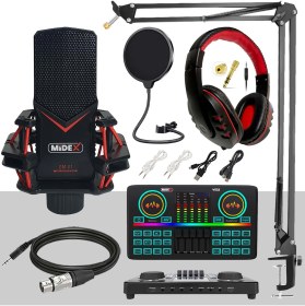 Resim Midex Gmx-1 Effective Set Condenser Mikrofon Ses Kartı Kulaklık Canlı Yayın Paketi (Telefon ve Pc) 