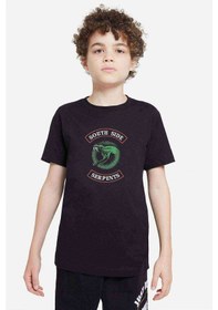 Resim Riverdale South Side Serpents Baskılı Unisex Çocuk Siyah T-Shirt (528308029) 