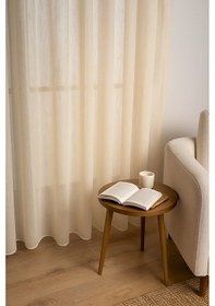 Resim Keten İçeren Tül Perde Doğal Natural Ütü İstemez Salon Oturma Odası Yatak Odası Antre Krem 