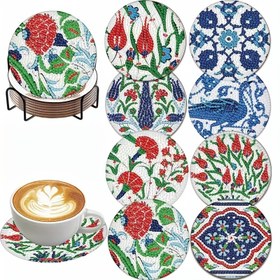 Resim Yeni DIY Elmas Boyama Seti, Canlı Odası ve Yatak Odası Kupa Seti için Parlak ve Tam Elmaslar, 8 Parça Set, Paskalya Tasarımı. 
