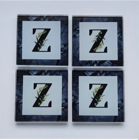 Resim Decorita Cam Bardak Altlığı Z Harfli Tasarım 4'lü Takım 10 x 10 CM Çok Renkli 