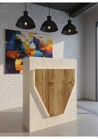 Resim Resital Ledli Karşılama Bankosu G-90 Cm Ofis Kasa Resepsiyon Masası Banko-001-8-2 