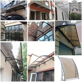 Resim Dış Mekan Tente 47x102 inç, Yağmur için Pencere ve Kapı Kanopisi, Kar, Güneş UV Koruması, Gümüş Braket, Bronz İçi Boş Levha, Veranda ve Güverte için Mükemmel, Dayanıklı Dış Tente 