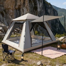 Resim ALPACA OUTDOORS T Şeklinde Çadır - Hızlı Kurulumlu, Ağır Hizmet Tipi, Geniş İç Hacimli, Açık Hava Maceraları, Piknikler, Kamp Malzemeleri, Piknik Barınağı, Modern Barınak, Dayanıklı Kumaşlı, Büyük Kapasiteli Aile Kamp Çadırı 