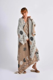 Resim Brandsmithshop Gri- Kahverengi Sun Kimono & Pestemal Seti Çok Renkli 