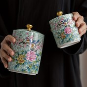 Resim Retro Seramik Kızılçın & Peacock Dekoratif Şişeler, Yuvarlak Kapağı, Vintage Hayvan Teması, Salon Masaüstü, Mutfak Dekor Aksesuarları için Ev Dekorasyonu Depolama Kapları 