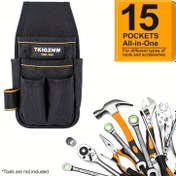 Resim Tkigznw 15 Cepli İşçi Kemer - Ağır Hizmet Tipi Polyester, Ergonomik Tasarım, Güvenli Cep ve Ayarlanabilir Kayışlar - DIY Projeler için Tümleşik Organizasyonel Depolama (Siyah), Akıcı Alet Erişimi, Sağlam Yapı 