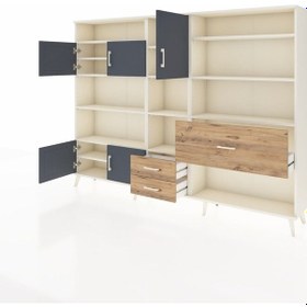 Resim Arges Dolap 13 Raflı 3 Çekmeceli 5 Kapaklı 220x30x163 Aytaşı-antr Aytaşı-antrasit/çam 