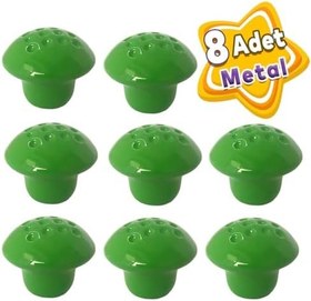 Resim Glaswen 8 Adet Yeşil Noktalı Mantar Düğme Kulp Çocuk Bebek Mobilya Çekmece Dolap Kapak Kulbu Metal Kulp Aksesuarları Vidalı 