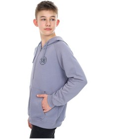 Resim Toontoy Kids Toontoy Erkek Çocuk Kapüşonlu Fermuarlı Cepli Düşük Omuz Baskılı Reglan Kol Örme Hırka Koyu Gri 