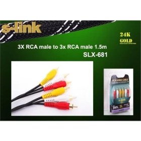 Resim S-Link Slx-681 1.5M 3`Lü Rca Video Kablo 