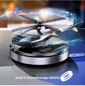 Resim Honeybeeshop Güneş Enerjili Helikopter Şeklinde Koku Difüzörü Birinci Nesil Uçak Gümüşü 2 Adet Kokulu Tablet 3pcs Metal Malzeme Uzun Süreli Kokusuz 