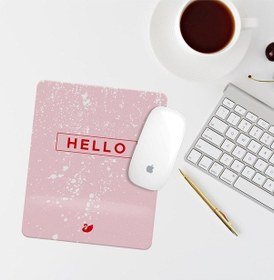 Resim Hello Yazılı Pembe Bilek Destekli Dikdörtgen Mouse Pad Mouse Altlık Mousepad 
