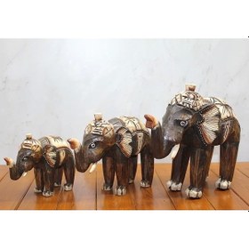 Resim Ahşap 3'lü Fil Seti Okas:12 