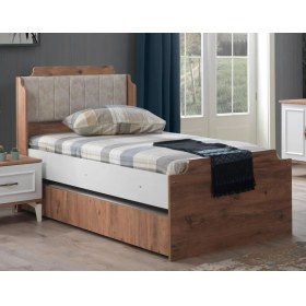 Resim Yavrulu Çekmeceli Ahşap Karyola Ve Başlık 90x190 