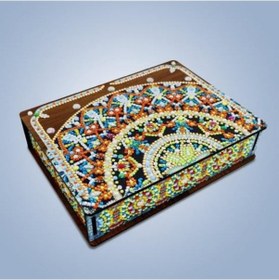 Resim 1 Takım Elmas Boyama Saklama Kutusu Sanatsal Taklidi Dekoratif Dıy Ahşap Mücevher Kutusu Kiti Ev İçin Kahve 