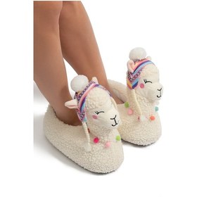 Resim Lama Kadın Hayvanlı Panduf Beyaz 36/41 B Beyaz 