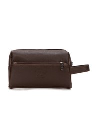 Resim Newish Polo Erkek Vegan Deri Siyah Portföy Clutch Traş Kozmetik Bakım Ve Günlük El Çantası New381 Kahverengi 