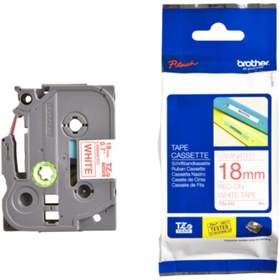 Resim Brother TZE-242 BEYAZ ÜSTÜNE KIRMIZI LAMINANT 18MM 