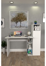 Resim Moonlife Diamond Dolaplı Çalışma Masası Beyaz 