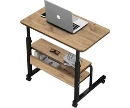 Resim Vivense Yükseklik Ayarlı ve Çift Raflı Laptop Sehpası, Çam, 70X40 