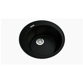 Resim Polex Cristalüx Granit Evye P-06 Siyah Tezgah Altı Ve Tezgah Üstü Oval Mutfak Evyesi 51.5x51.5 CM 