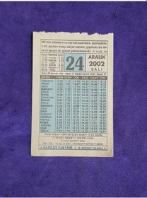 Resim 24 Aralık 2002 Takvim Yaprağı - Nostalji Koleksiyonluk Takvim Yaprağı 