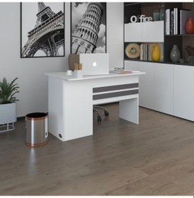 Resim Kenzlife Ofis Masası Kamikaze Byz Sağ 75 140 60 Raflı Dolap Şeritli Bilgisayar Çalışma Masası 